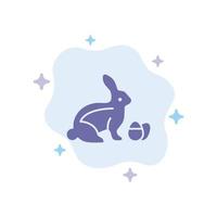 conejo pascua bebé naturaleza icono azul sobre fondo de nube abstracta vector