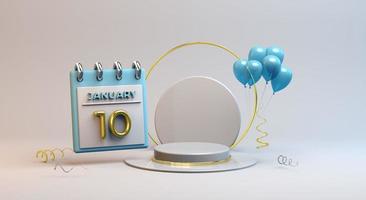 Celebration 10 January with 3D podium background photo