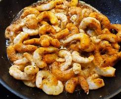 fried shrimps with herbs and spices photo