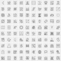 paquete de 100 iconos de líneas universales para móviles y web vector