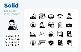 Security service icon set glyph solid style vector pixel perfect