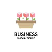 Flower Growth Plant Spring Business Logo Template Flat Color vector