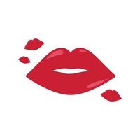 Red woman lips isolated on white background. Lipstick kisses. Love, romantic, valentine's day vector flat illustration