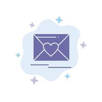 Mail Love Heart Wedding Blue Icon on Abstract Cloud Background vector