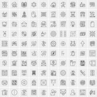 paquete de 100 iconos de líneas universales para móviles y web vector