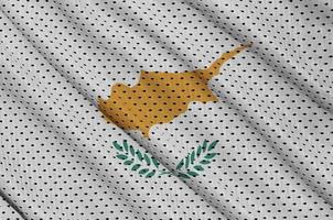 Cyprus flag printed on a polyester nylon sportswear mesh fabric photo