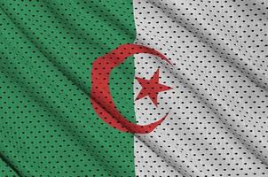 Algeria flag printed on a polyester nylon sportswear mesh fabric photo