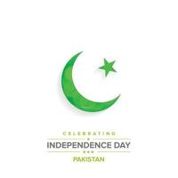 tarjeta del día de la independencia de pakistán con vector de fondo verde