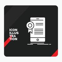 Red and Black Creative presentation Background for certificate. certification. App. application. approval Glyph Icon vector