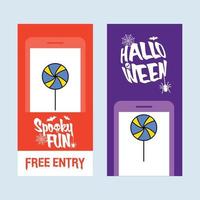 Happy Halloween invitation design with candy vector