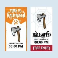 diseño de invitación de feliz halloween con vector de hacha