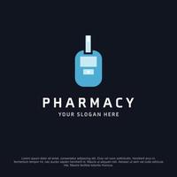 Pharmacy logo design with typography and dark background vector