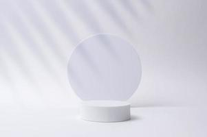 White circle mockup  with empty white background , Product show concept photo