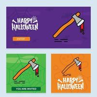 diseño de invitación de feliz halloween con vector de hacha