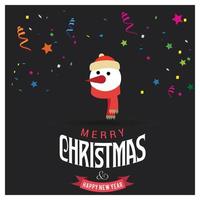 Merry Christmas card design with creative typography and dark background vector