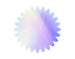 Blank round adhesive holographic foil sticker label isolated on white background photo