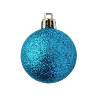 Blue Christmas ball isolated on white background photo