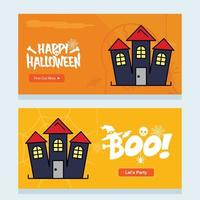 Happy Halloween invitation design with hunted house vector