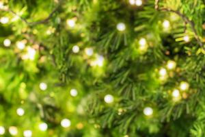 Abstract blurred christmas tree with bokeh light background photo