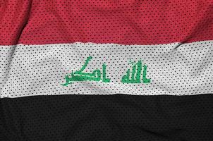 Iraq flag printed on a polyester nylon sportswear mesh fabric wi photo