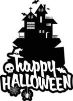 diseño de halloween con tipografía y vector de fondo blanco