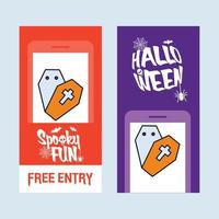 Happy Halloween invitation design with coffin vector