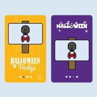 Happy Halloween invitation design with danger board vector