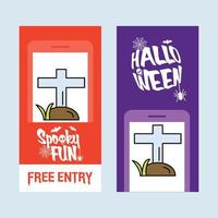 Happy Halloween invitation design with grave vector