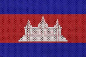 Cambodia flag printed on a polyester nylon sportswear mesh fabri photo