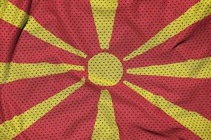 bandera de macedonia impresa en una tela de malla deportiva de nailon y poliéster foto
