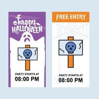 Happy Halloween invitation design with danger board vector