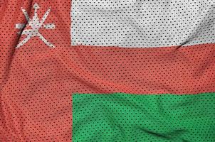 Oman flag printed on a polyester nylon sportswear mesh fabric wi photo