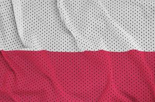 Poland flag printed on a polyester nylon sportswear mesh fabric photo