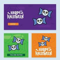 diseño de invitación de feliz halloween con vector de murciélagos