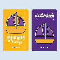 diseño de invitación de halloween feliz con vector de barco