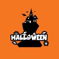 diseño de halloween con tipografía y vector de fondo claro