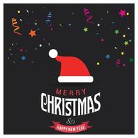 Merry Christmas card design with creative typography and dark background vector