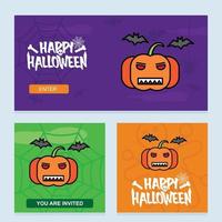 diseño de invitación de halloween feliz con vector de calabaza