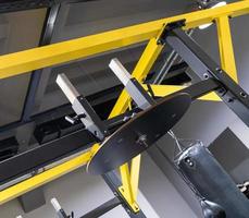 A vertical closeup of a boxing punch bag in the sports complex photo