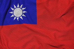 Taiwan flag printed on a polyester nylon sportswear mesh fabric photo
