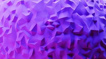 Round abstract triangle purple pink and blue mesh rough paper texture spinning around itself background. video