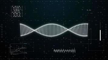 Chromosome DNA scanner tomography x-ray particles with user interface background. Science and medical technology concept. video