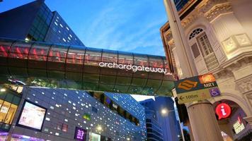 Exterior view of Singapore Orchardgateway shopping mall skybridge walkway video