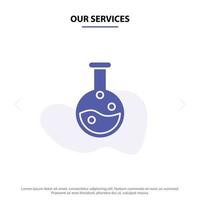 Our Services Education Lab Laboratory Solid Glyph Icon Web card Template vector