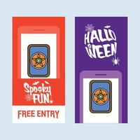 Happy Halloween invitation design with cards vector