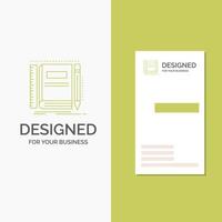 Business Logo for Book. notebook. notepad. pocket. sketching. Vertical Green Business .Visiting Card template. Creative background vector illustration