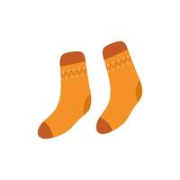 Simple orange socks with pattern. Isolated object on white background. Vector illustration