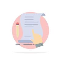 contract document paper sign agreement application Flat Color Icon Vector