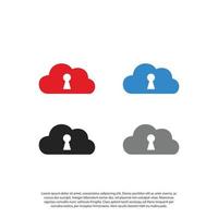 clave de nube, vector de diseño de plantilla de logotipo de datos de nube segura