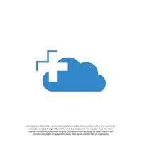 icono o logotipo simple que representa una nube estilizada y un signo más. se utiliza como un logotipo, un icono o una imagen independiente que represente la idea de computación en la nube o que ilustre una idea relacionada con la nube. vector